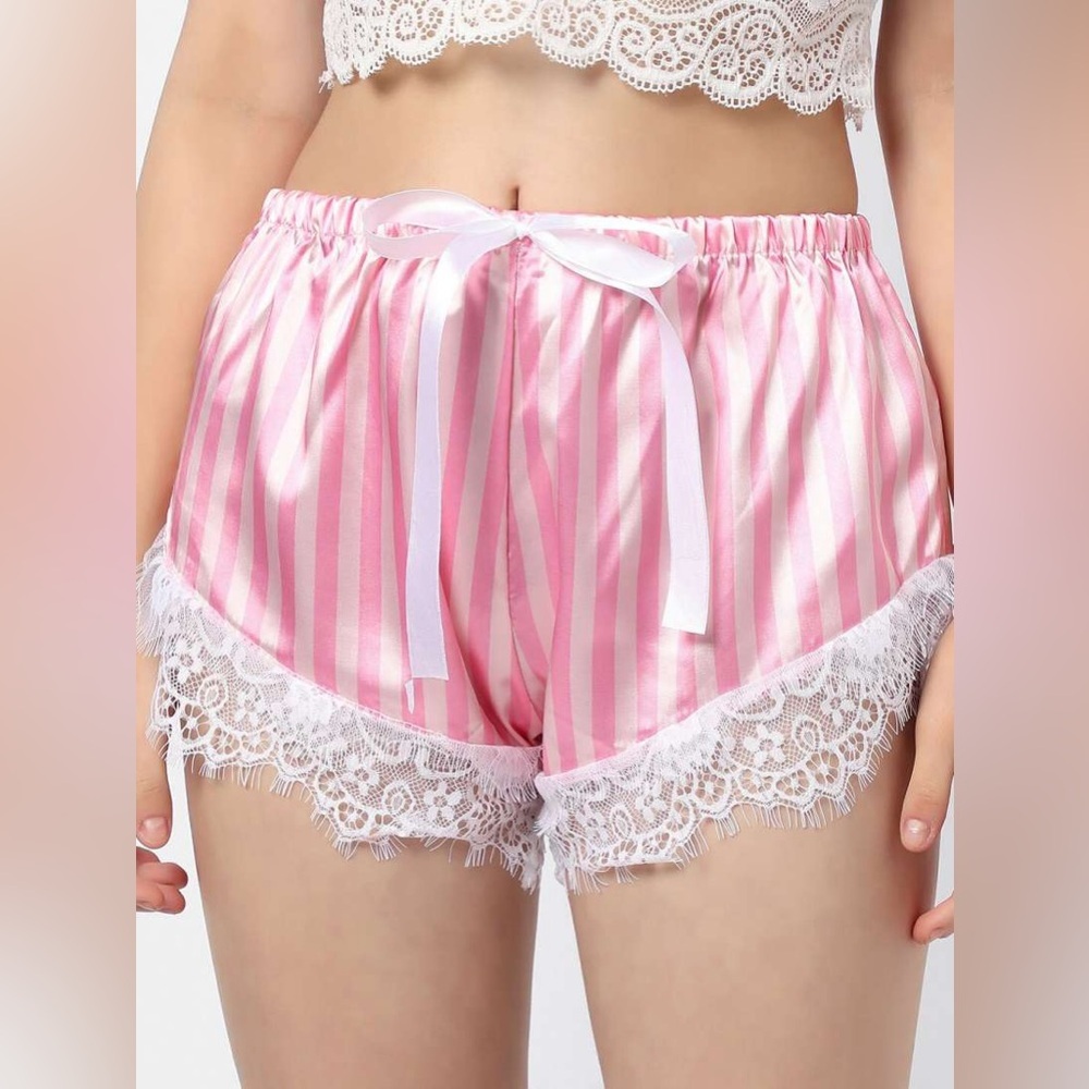 Striped Lace Pajama Shorts